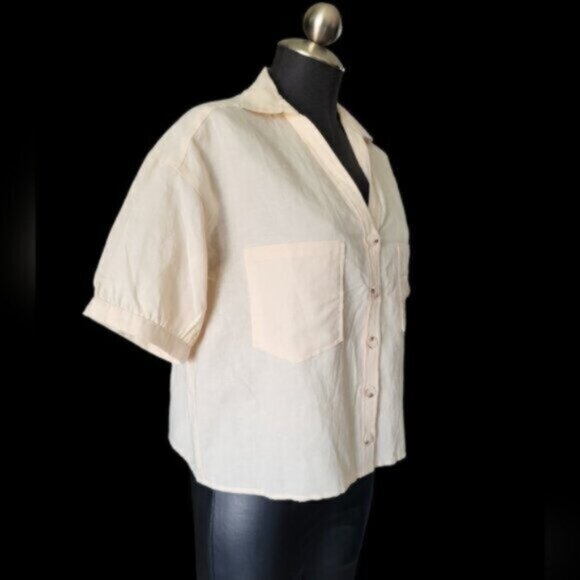 Linen Cotton Oversized Crop Top  ESQUALO Sz Small - Picture 4 of 11